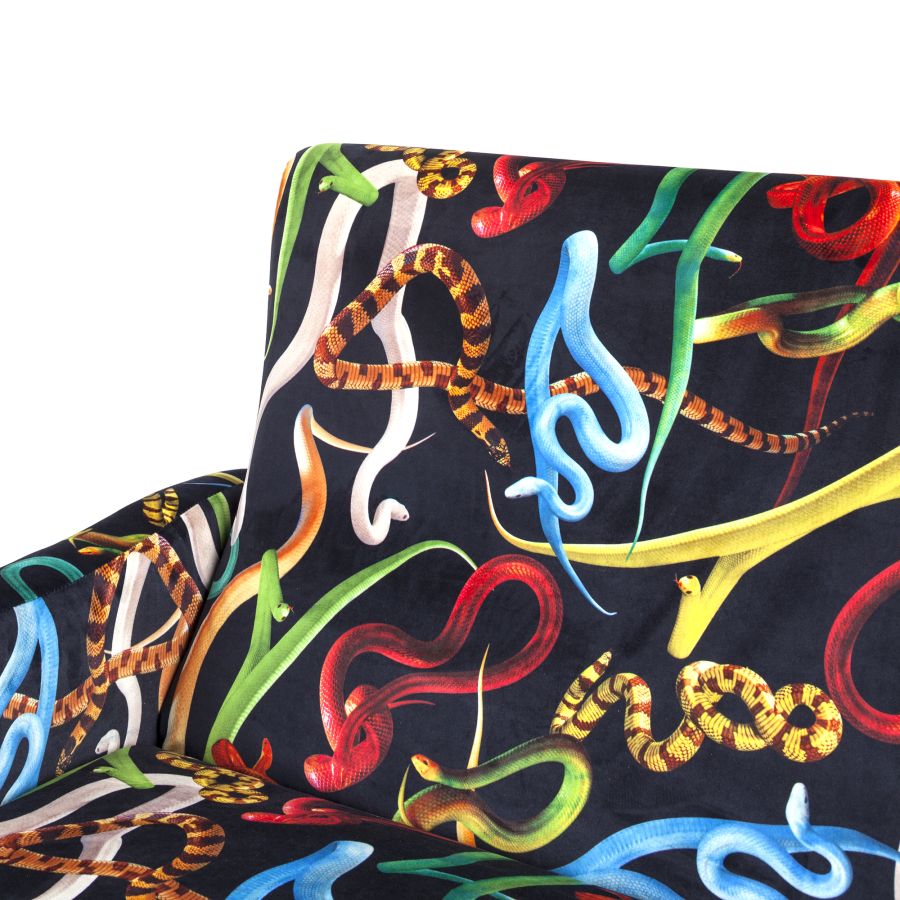 Fabric Fully Upholstered Two Seater Sofa Snakes by Seletti