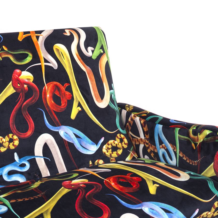 Fabric Fully Upholstered Two Seater Sofa Snakes by Seletti