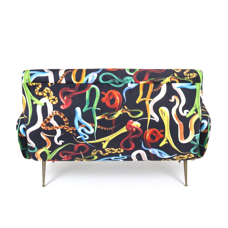 Fabric Fully Upholstered Two Seater Sofa Snakes by Seletti