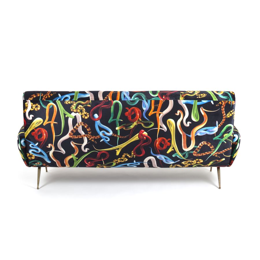 Fabric Fully Upholstered Three Seater Sofa Snakes by Seletti