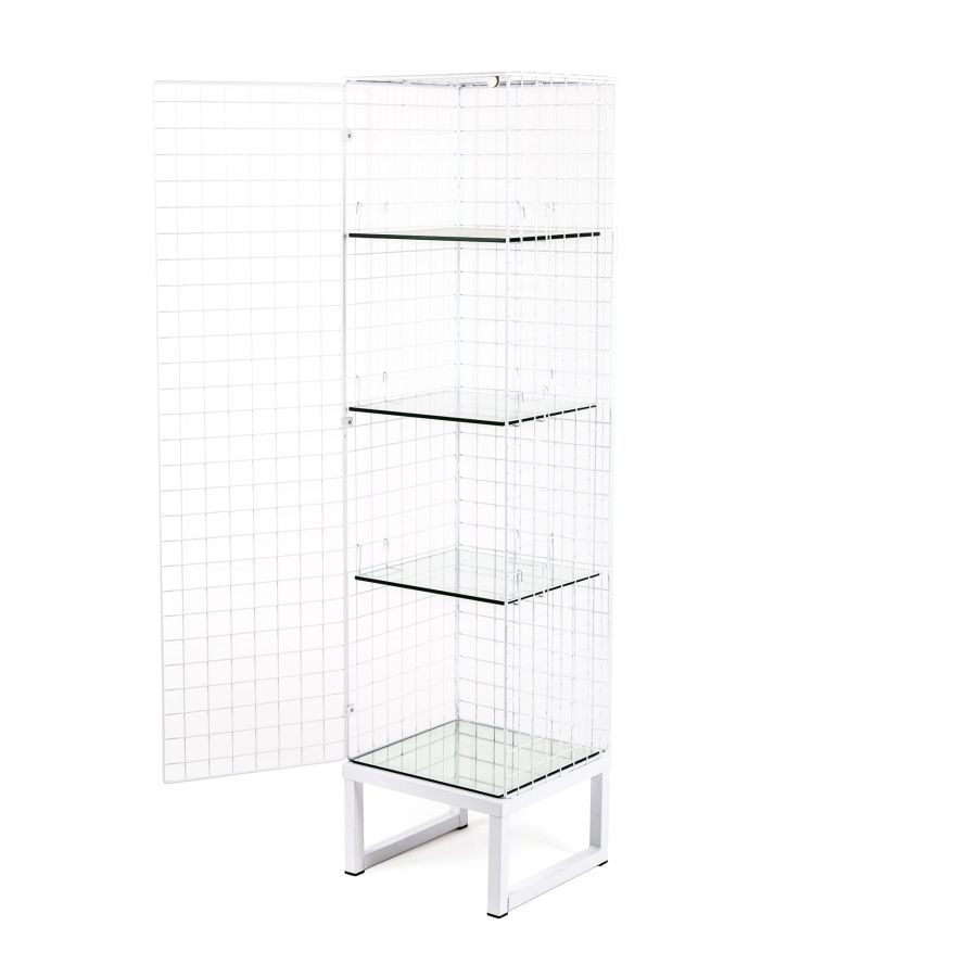 Metal cabinet with glass shelves Les Volières by Seletti #White#40x40xh.164