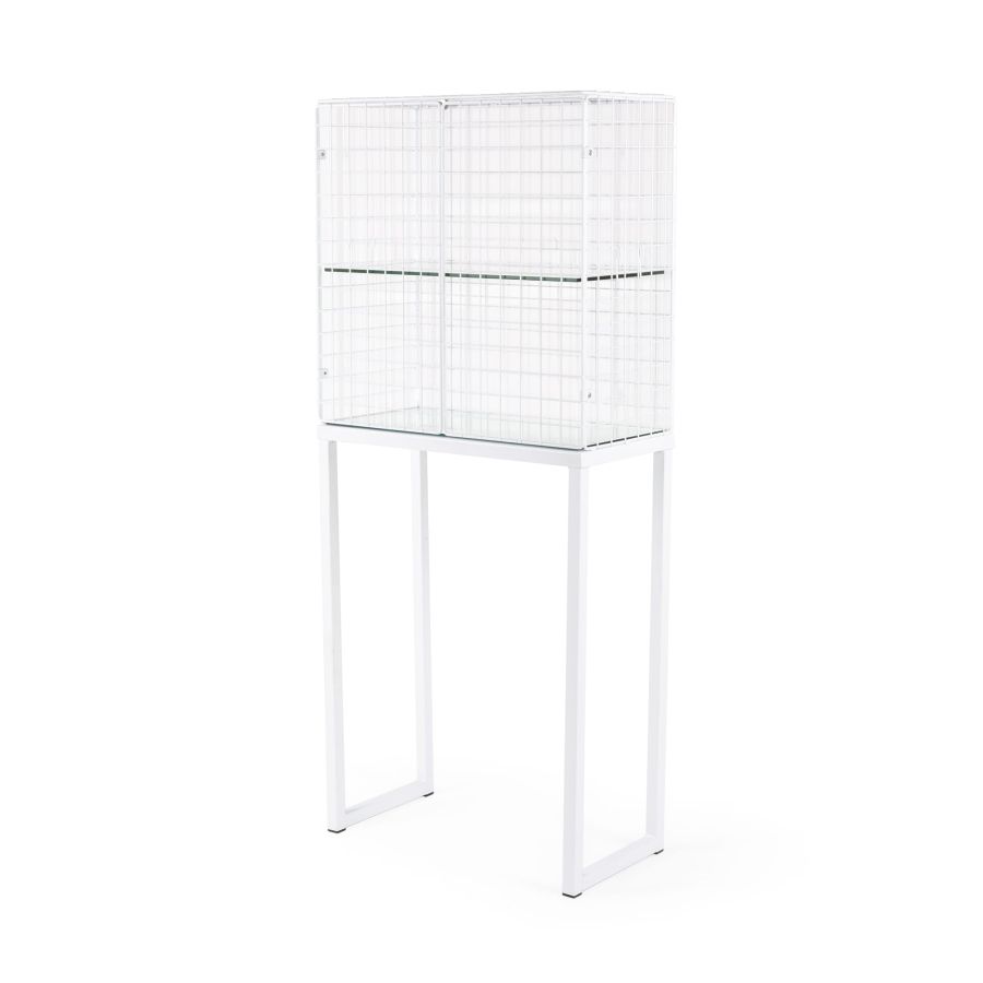 Metal cabinet with glass shelves Les Volières by Seletti #White#71x36xh.164