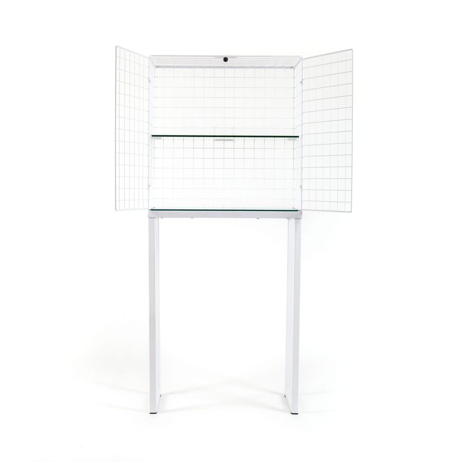 Metal cabinet with glass shelves Les Volières by Seletti #White#71x36xh.164