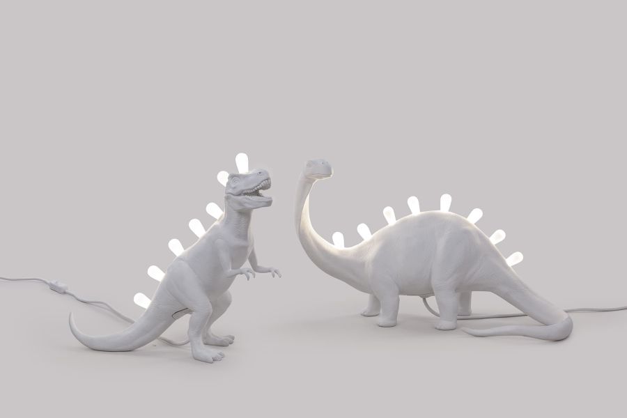 Resin Indoor Table Lamp Jurassic Lamp Bronto by Seletti #White