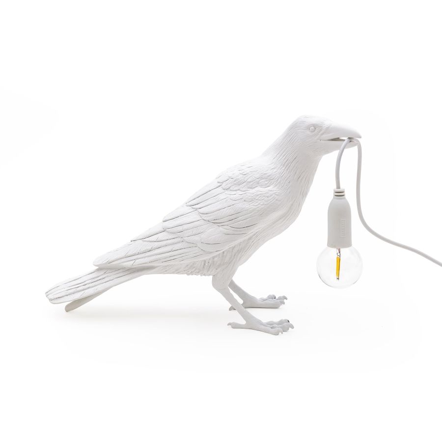 resin Indoor/Outdoor LED Table Lamp Bird Lamp Waiting by Seletti #White#Outdoor