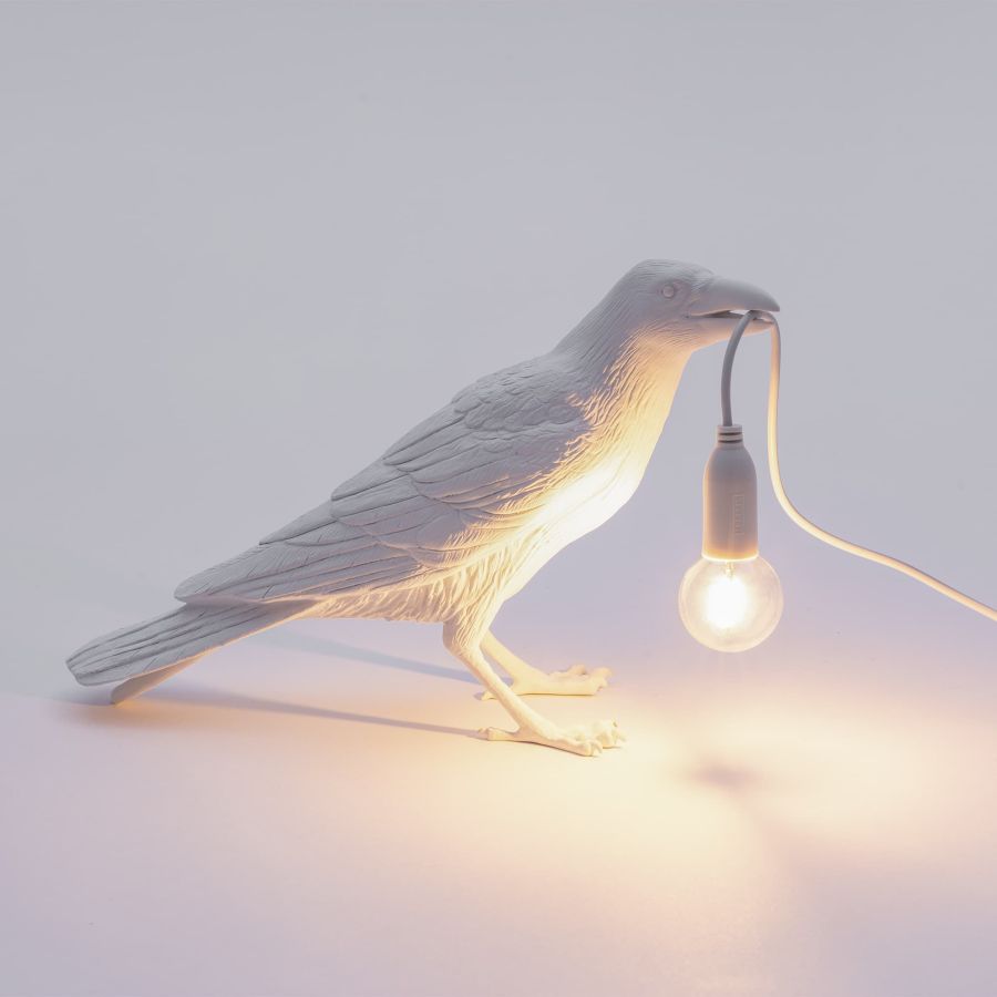 resin Indoor/Outdoor LED Table Lamp Bird Lamp Waiting by Seletti #White#Outdoor