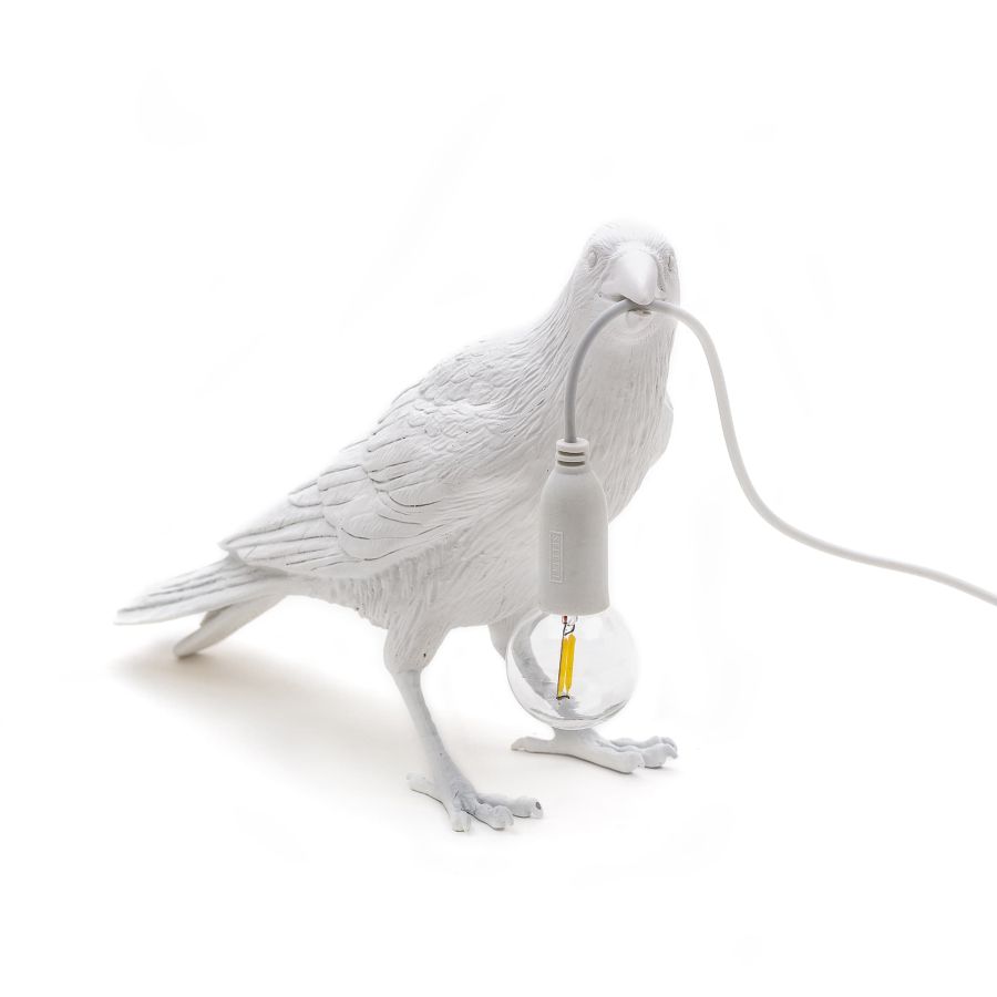 resin Indoor/Outdoor LED Table Lamp Bird Lamp Waiting by Seletti #White#Outdoor