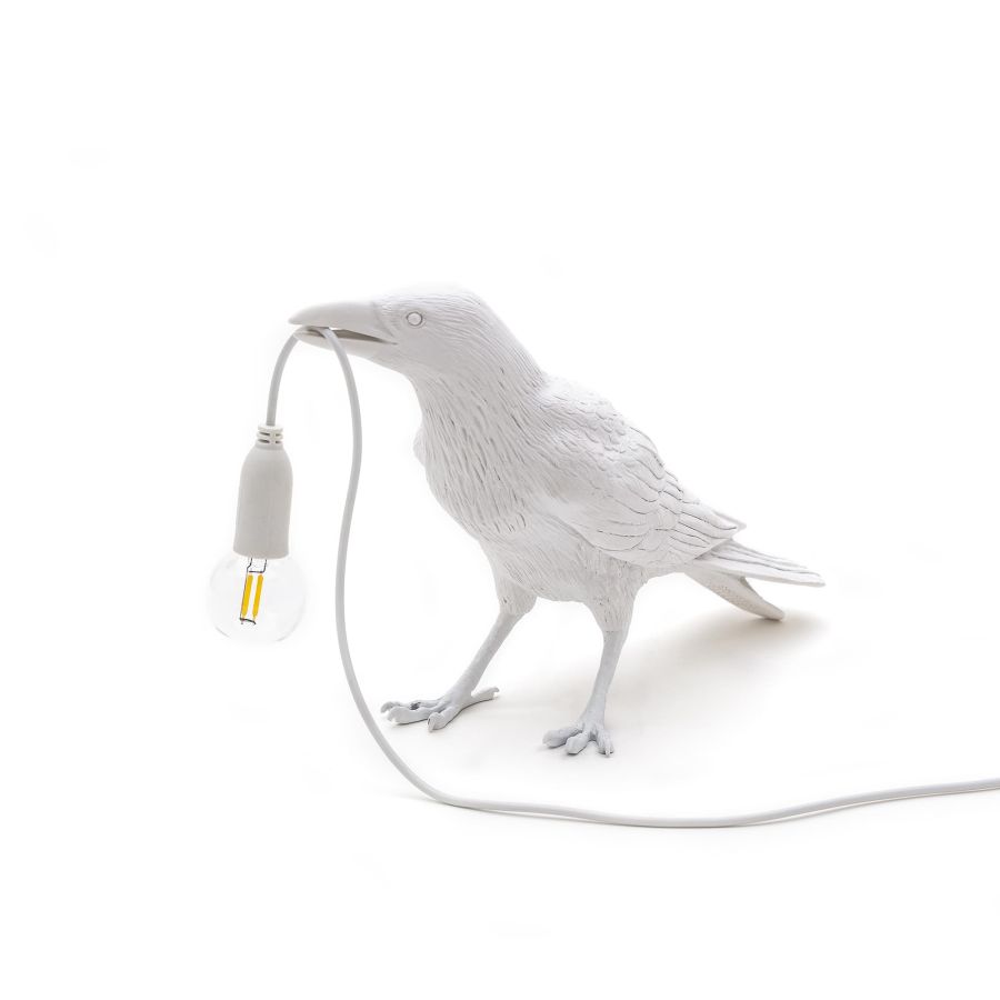 resin Indoor/Outdoor LED Table Lamp Bird Lamp Waiting by Seletti #White#Outdoor