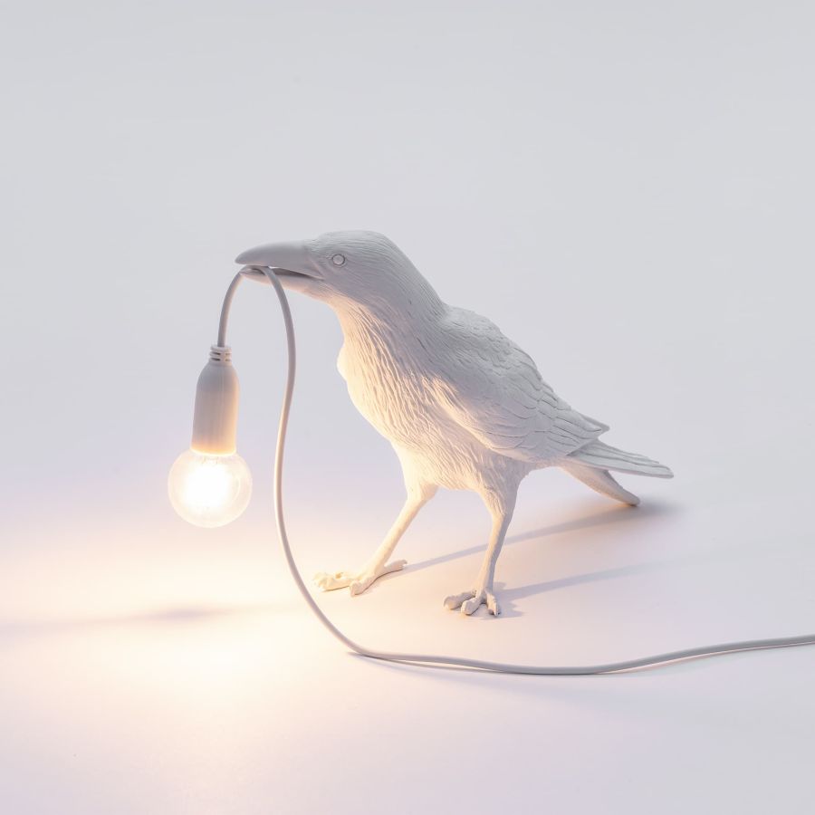 resin Indoor/Outdoor LED Table Lamp Bird Lamp Waiting by Seletti #White#Outdoor