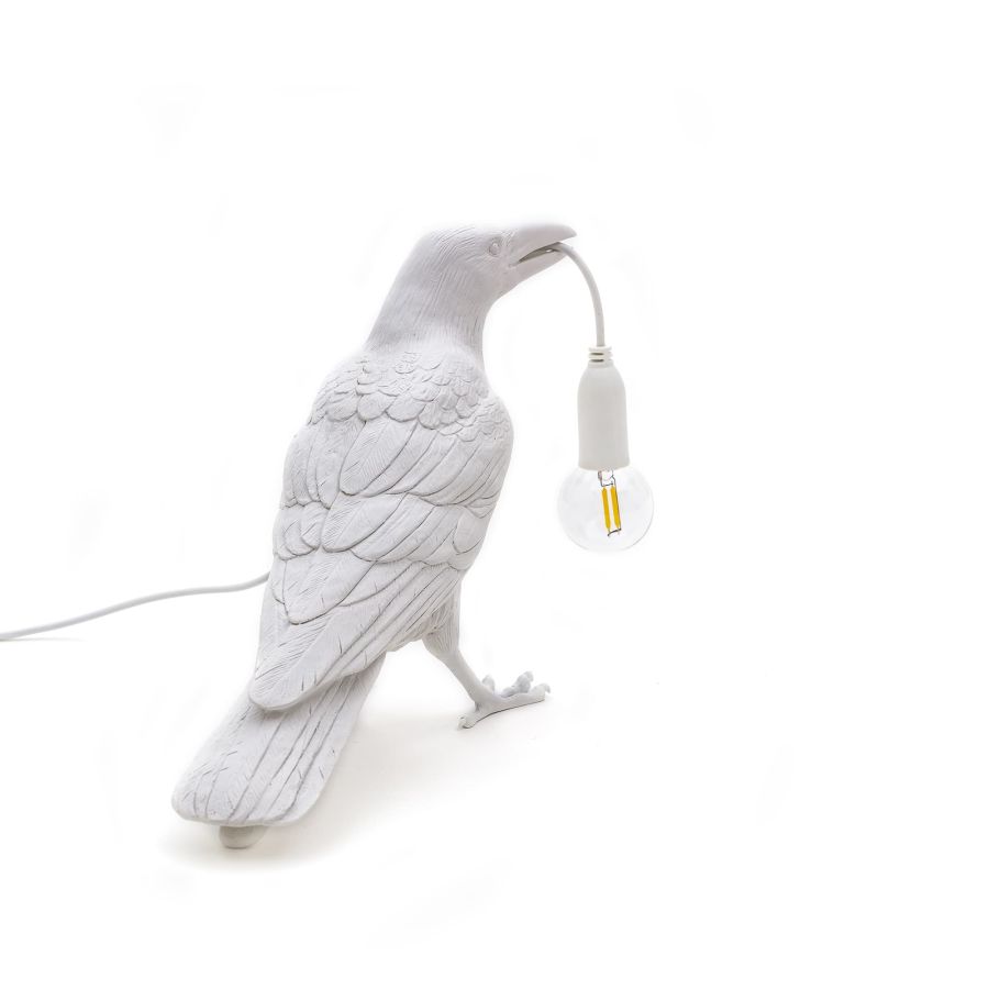 resin Indoor/Outdoor LED Table Lamp Bird Lamp Waiting by Seletti #White#Outdoor