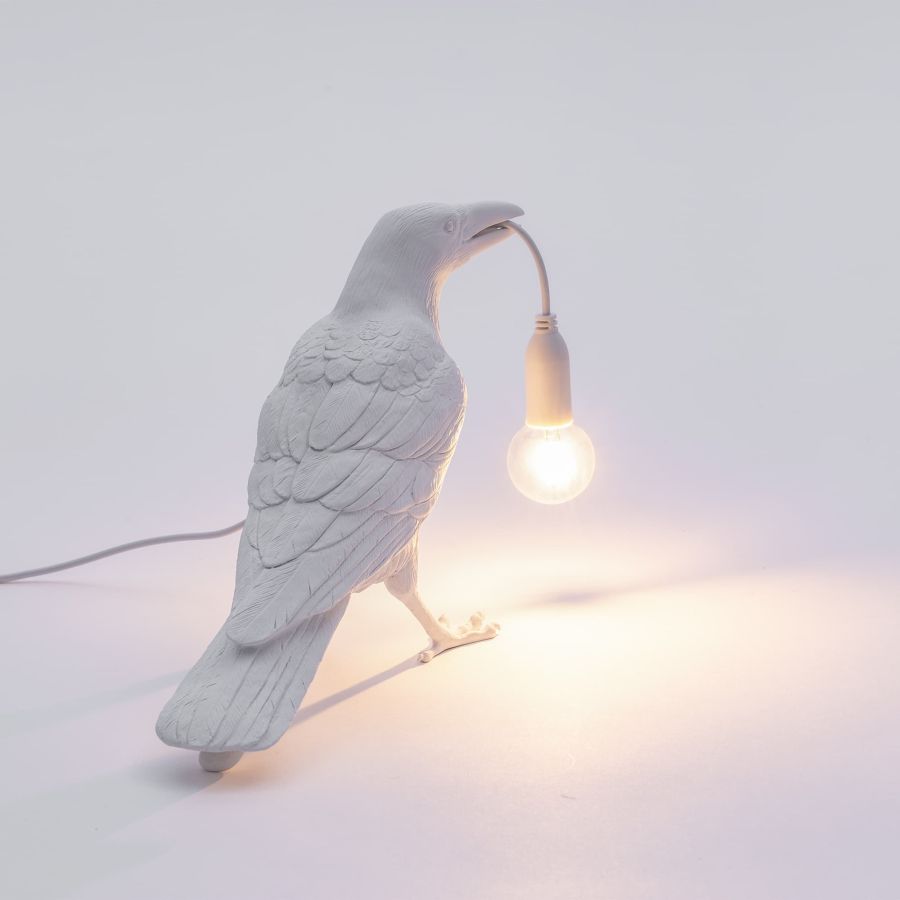 resin Indoor/Outdoor LED Table Lamp Bird Lamp Waiting by Seletti #White#Outdoor