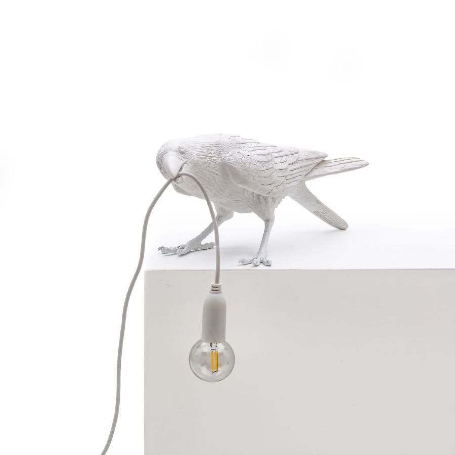 resin Indoor/Outdoor LED Table Lamp Bird Lamp Playing by Seletti #White#Outdoor