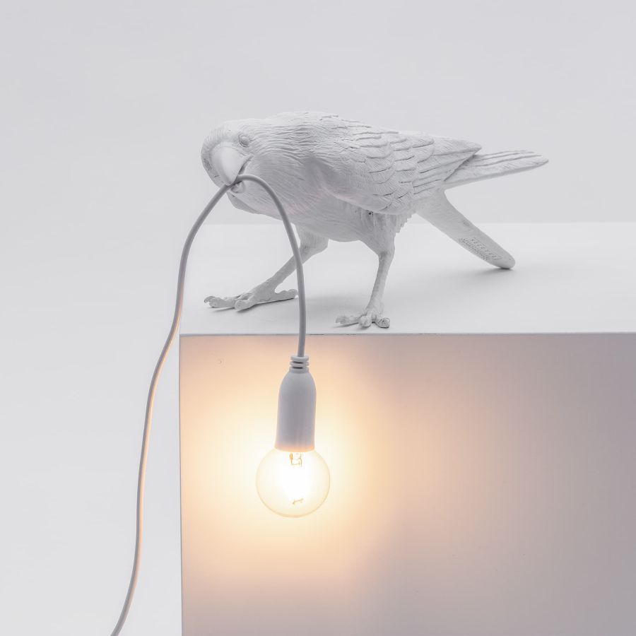 resin Indoor/Outdoor LED Table Lamp Bird Lamp Playing by Seletti #White#Outdoor