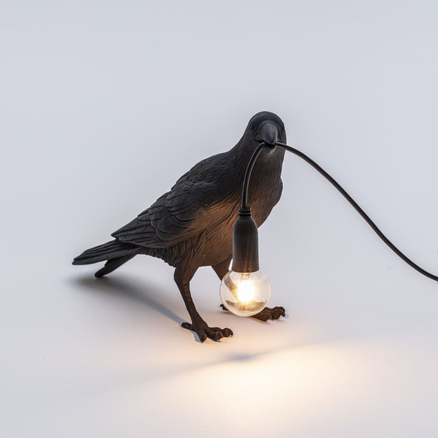 resin Indoor/Outdoor LED Table Lamp Bird Lamp Waiting by Seletti #Black#Outdoor