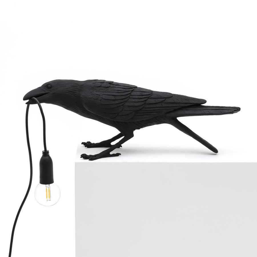 resin Indoor/Outdoor LED Table Lamp Bird Lamp Playing by Seletti #Black#Outdoor