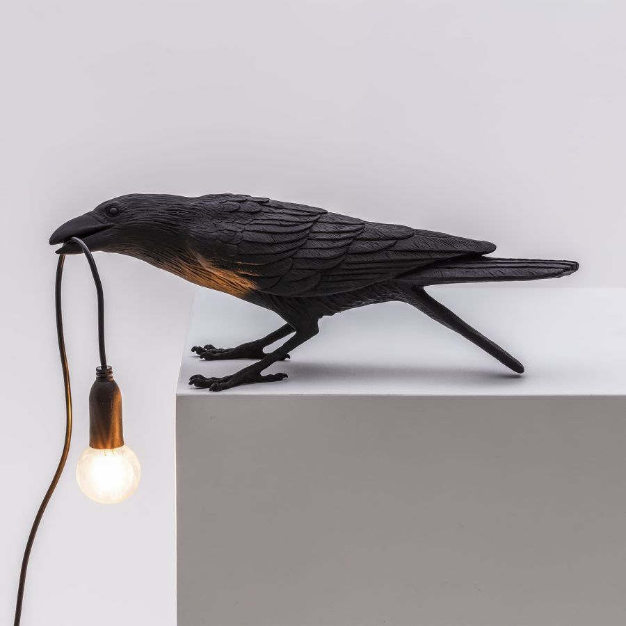 resin Indoor/Outdoor LED Table Lamp Bird Lamp Playing by Seletti #Black#Outdoor