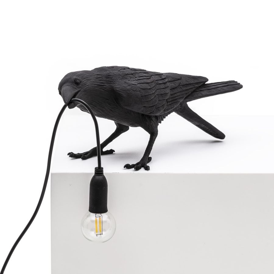 resin Indoor/Outdoor LED Table Lamp Bird Lamp Playing by Seletti #Black#Outdoor