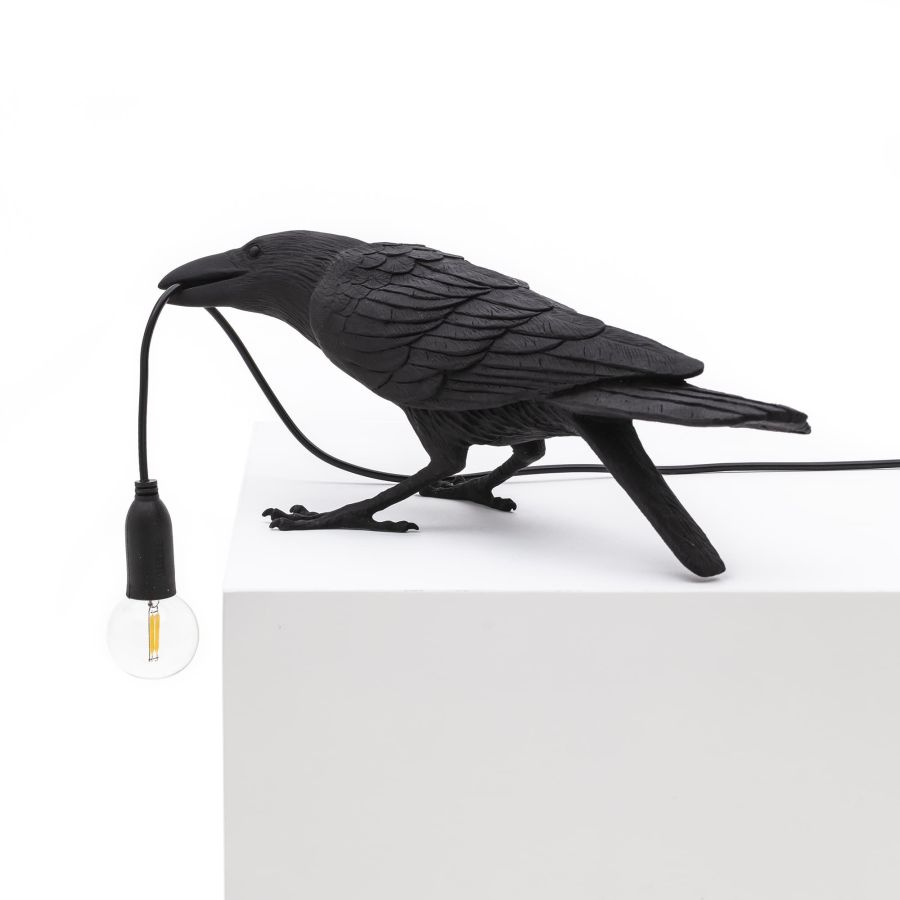 resin Indoor/Outdoor LED Table Lamp Bird Lamp Playing by Seletti #Black#Outdoor