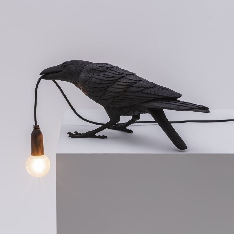 resin Indoor/Outdoor LED Table Lamp Bird Lamp Playing by Seletti #Black#Outdoor