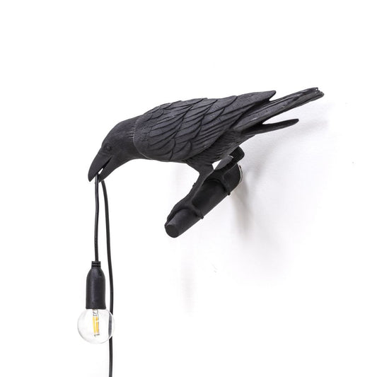 resin Indoor/Outdoor LED Wall Lamp Bird Lamp Looking Left by Seletti #Black#Outdoor