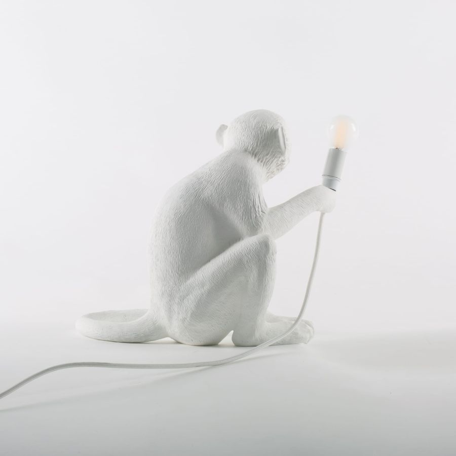 LED Resin Indoor/Outdoor Table Lamp Monkey Lamp Sitting by Seletti #White