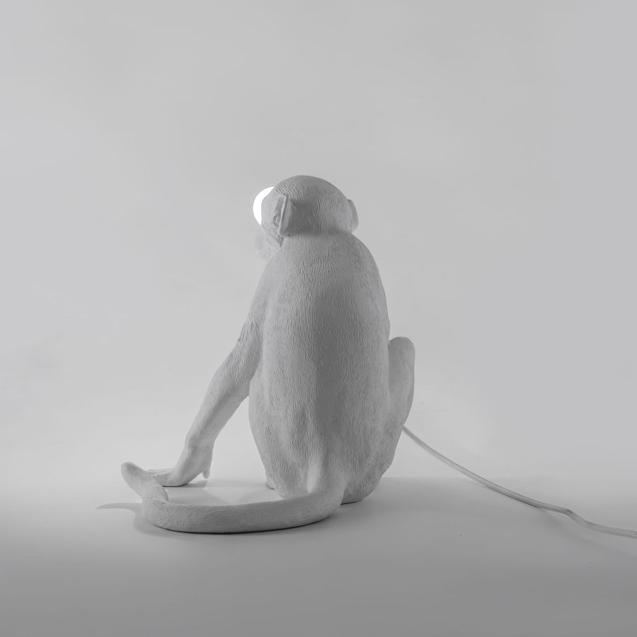 LED Resin Indoor/Outdoor Table Lamp Monkey Lamp Sitting by Seletti #White