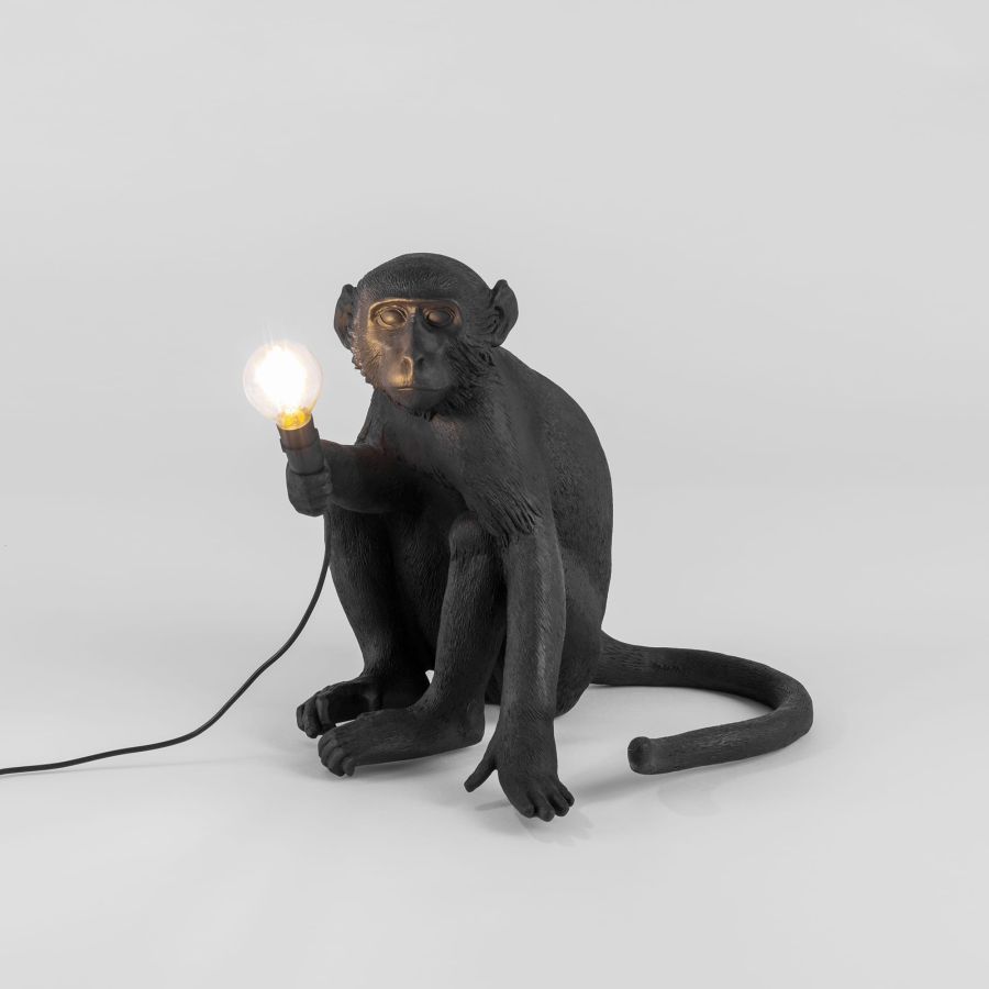 LED Resin Indoor/Outdoor Table Lamp Monkey Lamp Sitting by Seletti #Black