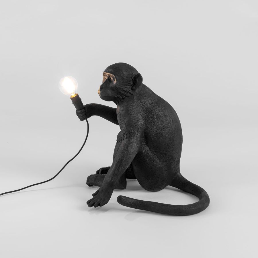 LED Resin Indoor/Outdoor Table Lamp Monkey Lamp Sitting by Seletti #Black