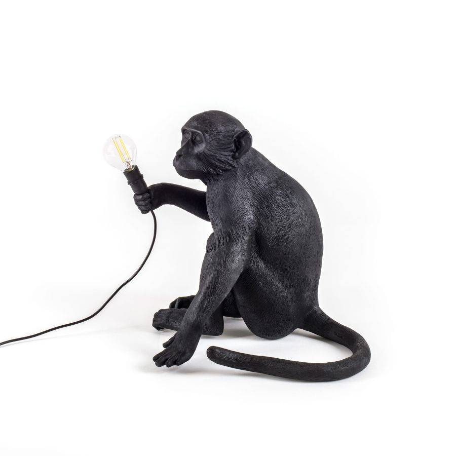 LED Resin Indoor/Outdoor Table Lamp Monkey Lamp Sitting by Seletti #Black