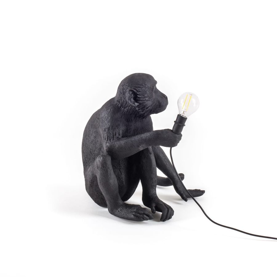 LED Resin Indoor/Outdoor Table Lamp Monkey Lamp Sitting by Seletti #Black