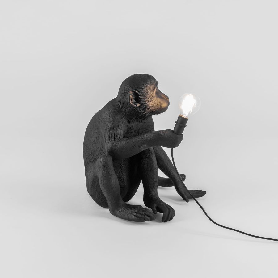 LED Resin Indoor/Outdoor Table Lamp Monkey Lamp Sitting by Seletti #Black