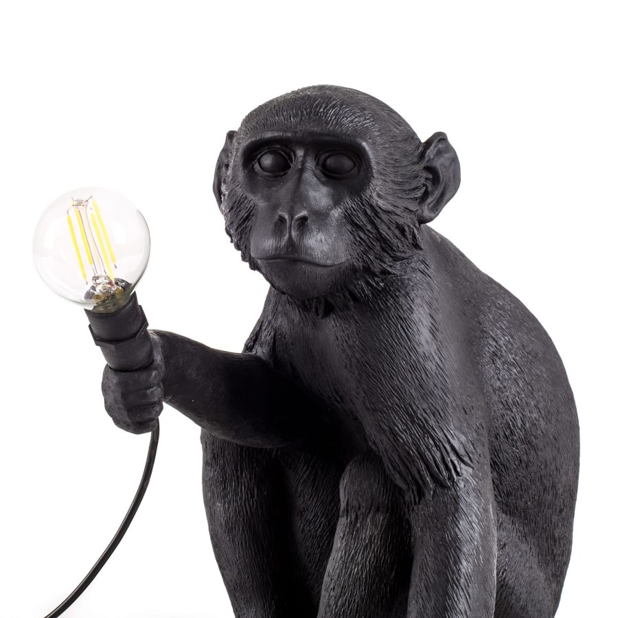 LED Resin Indoor/Outdoor Table Lamp Monkey Lamp Sitting by Seletti #Black