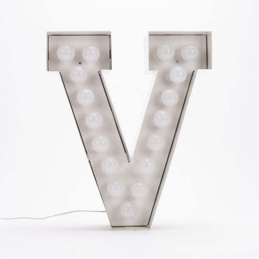 Metal Indoor Floor Lamp Vegaz Alphabet "V" by Seletti