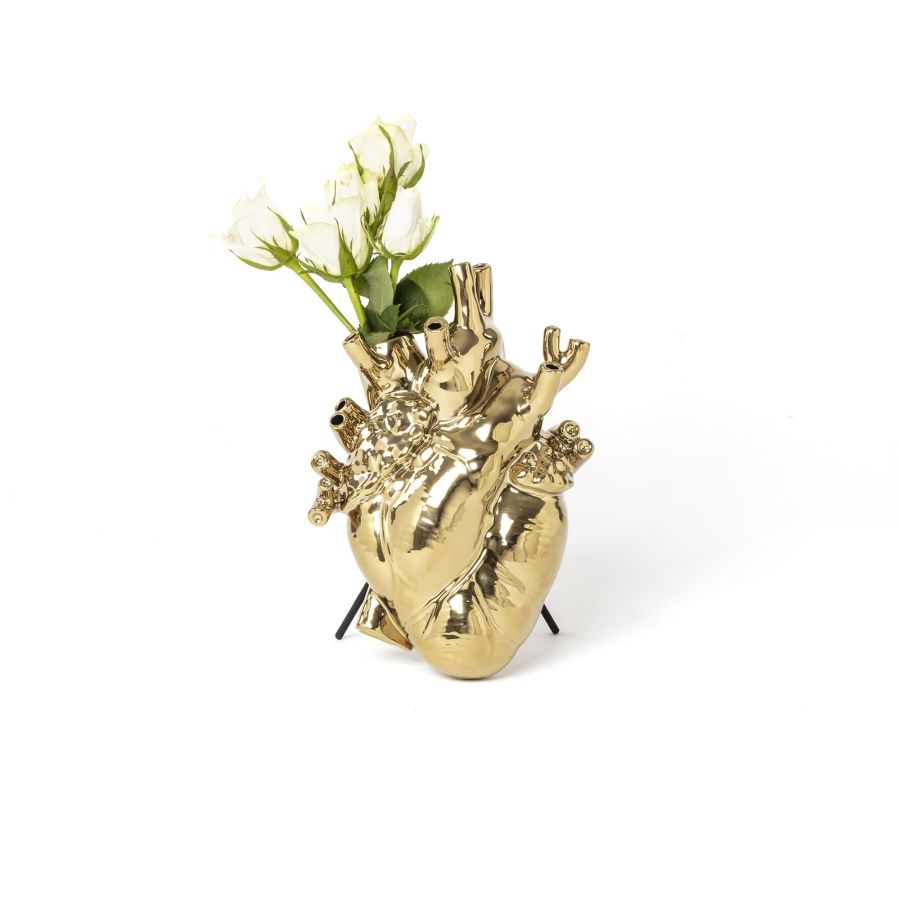 Fine Porcelain Vase Love in Bloom Heart by Seletti #Gold