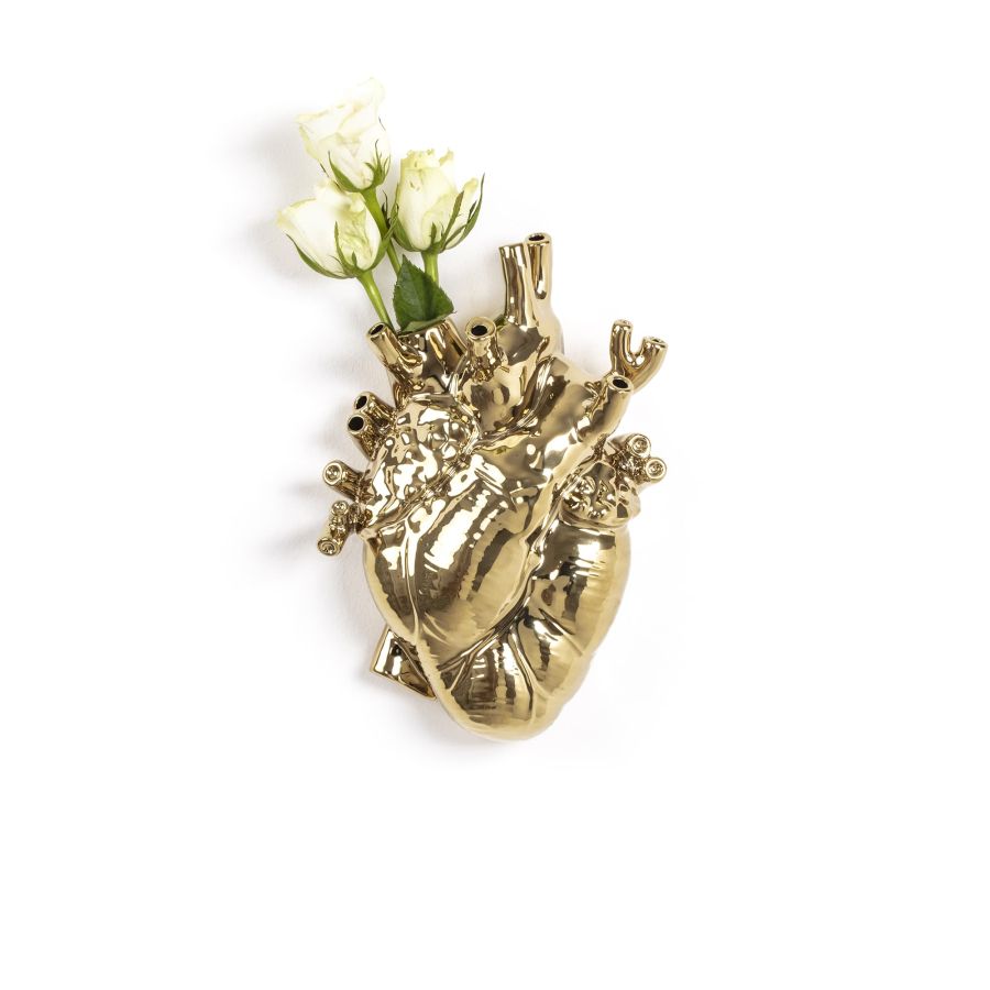 Fine Porcelain Vase Love in Bloom Heart by Seletti #Gold