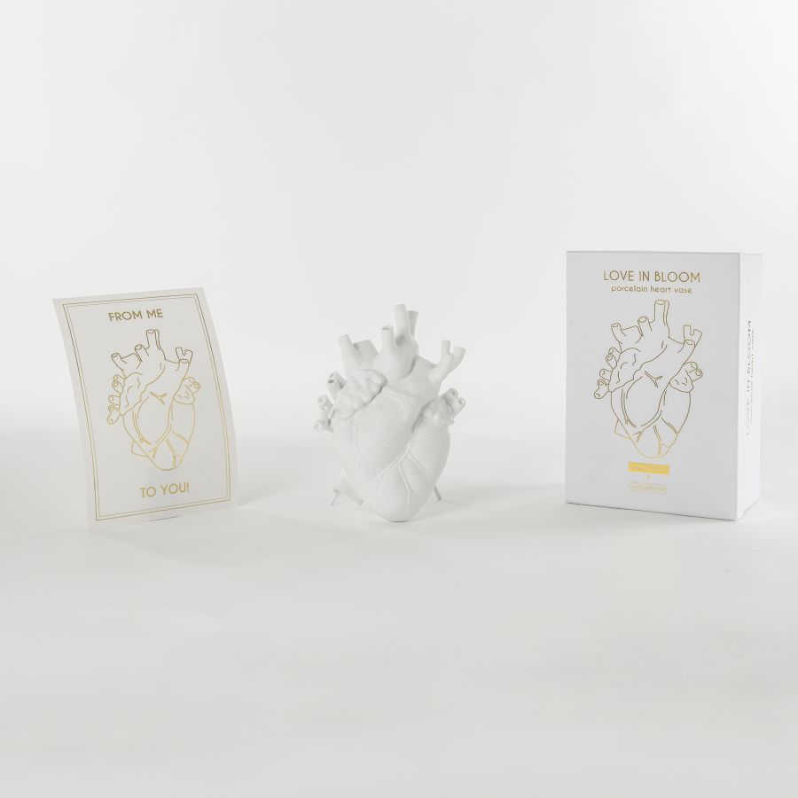 Fine Porcelain Vase Love in Bloom Heart by Seletti #White