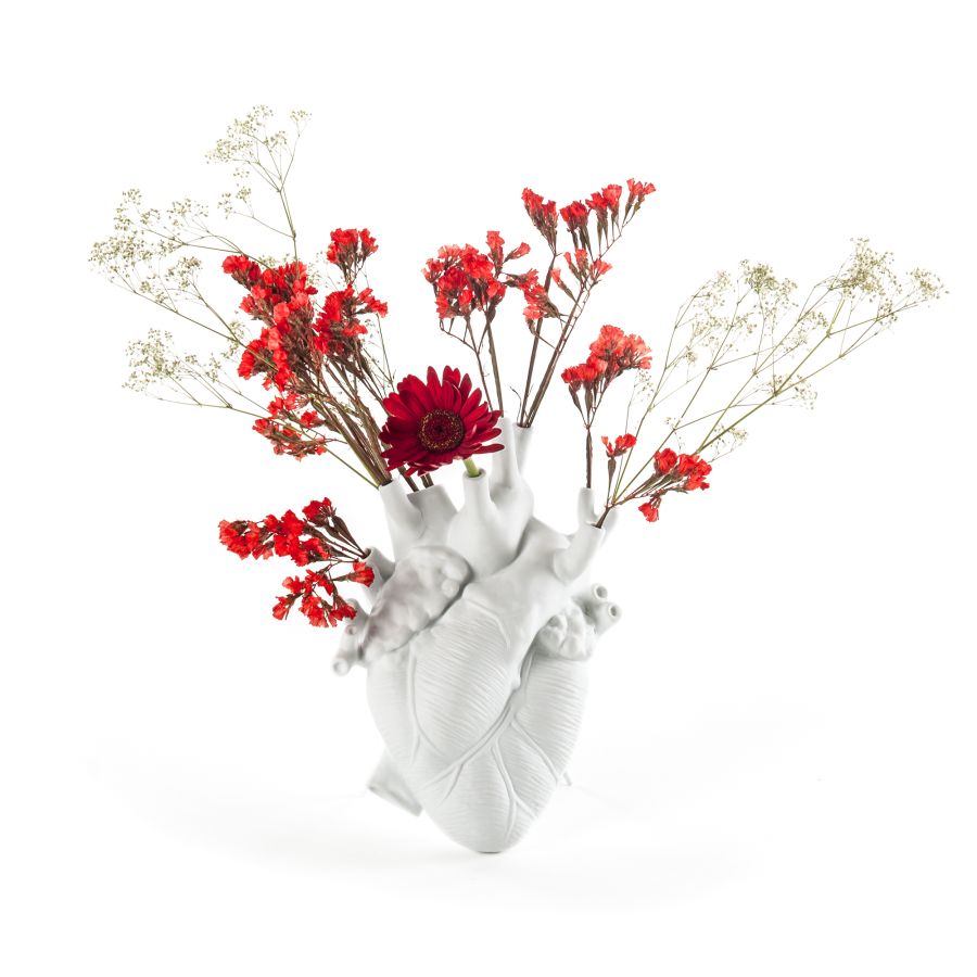 Fine Porcelain Vase Love in Bloom Heart by Seletti #White