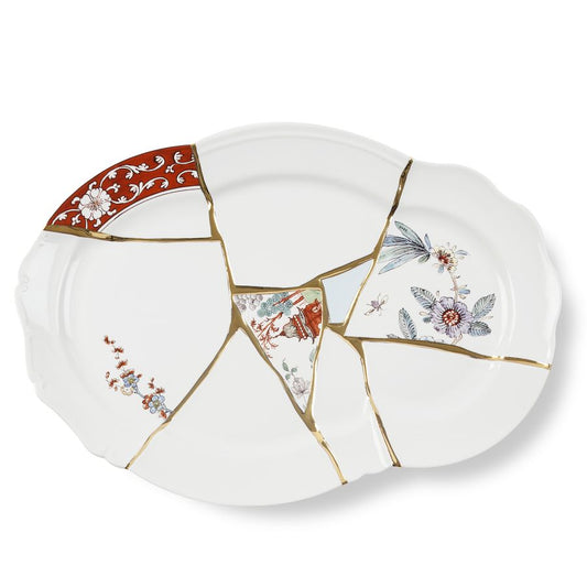 Porcelain and gold plated Tray Kintsugi by Seletti