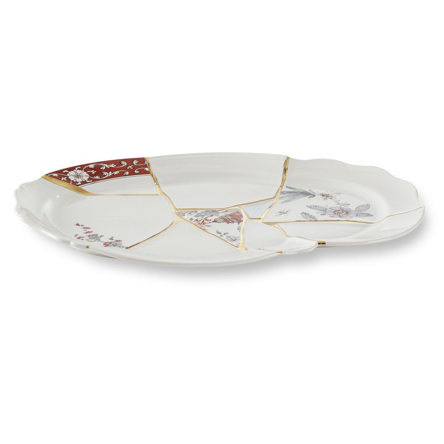 Porcelain and gold plated Tray Kintsugi by Seletti