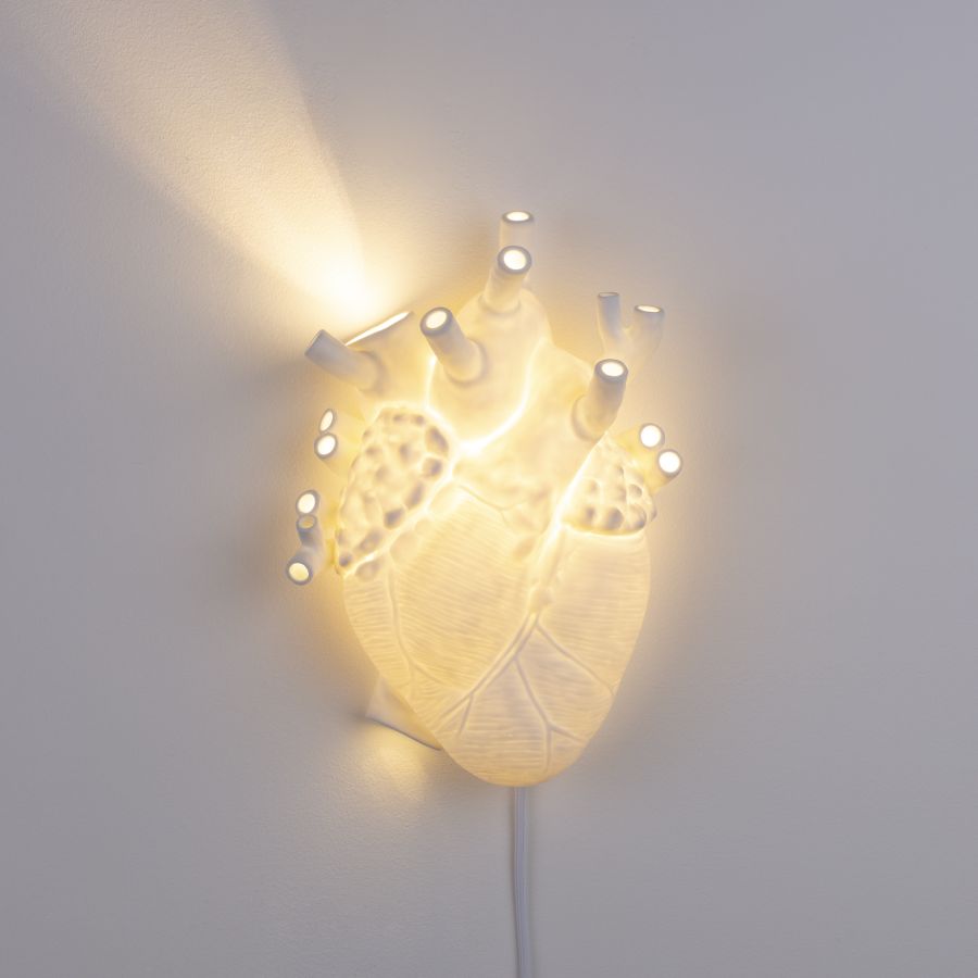 Porcelian LED Wall Lamp Heart Lamp by Seletti #White