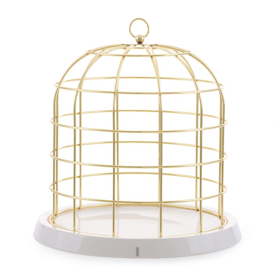 Metal and Porcelain Birdcage with base Twitable by Seletti #Gold