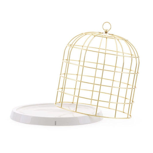 Metal and Porcelain Birdcage with base Twitable by Seletti #Gold