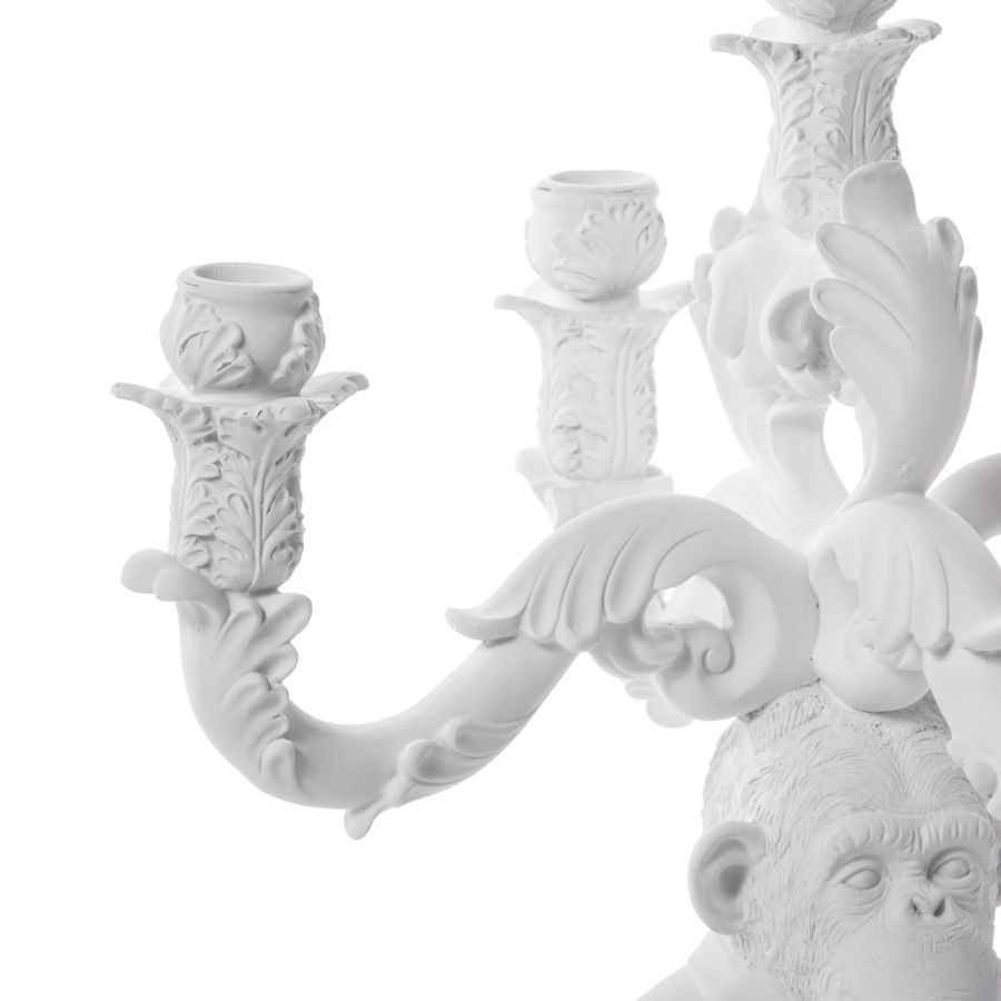 5 Arms Polyresin Candle Holder Burlesque Chimp by Seletti #White