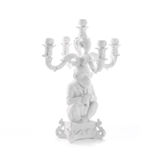 5 Arms Polyresin Candle Holder Burlesque Chimp by Seletti #White