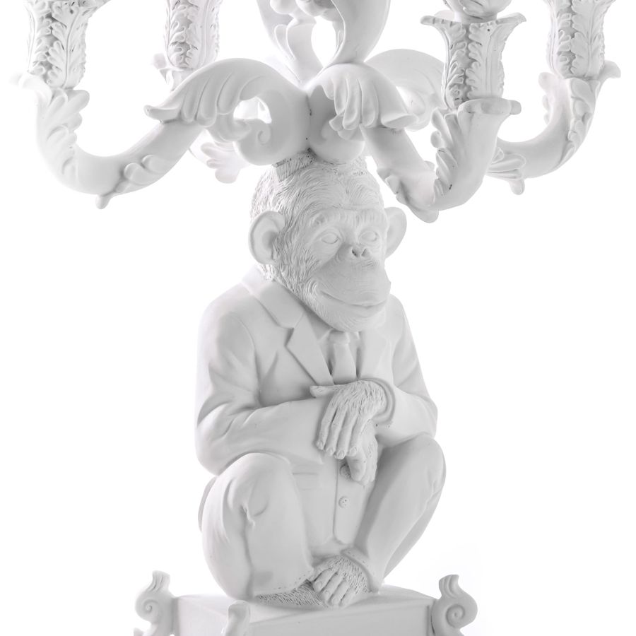 5 Arms Polyresin Candle Holder Burlesque Chimp by Seletti #White