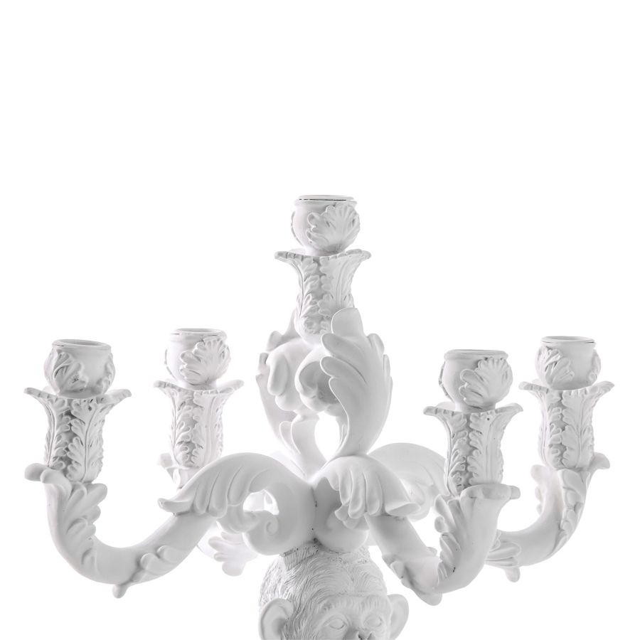 5 Arms Polyresin Candle Holder Burlesque Chimp by Seletti #White