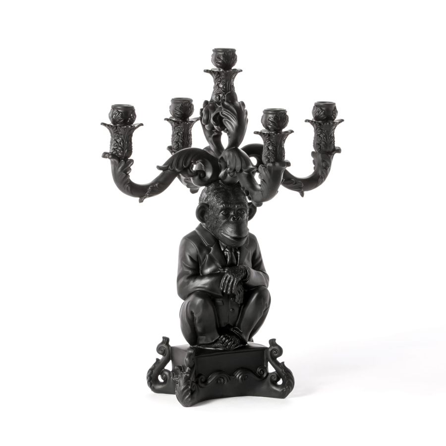 5 Arms Polyresin Candle Holder Burlesque Chimp by Seletti #Black