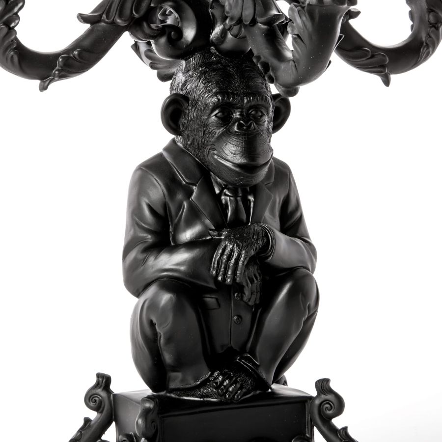 5 Arms Polyresin Candle Holder Burlesque Chimp by Seletti #Black