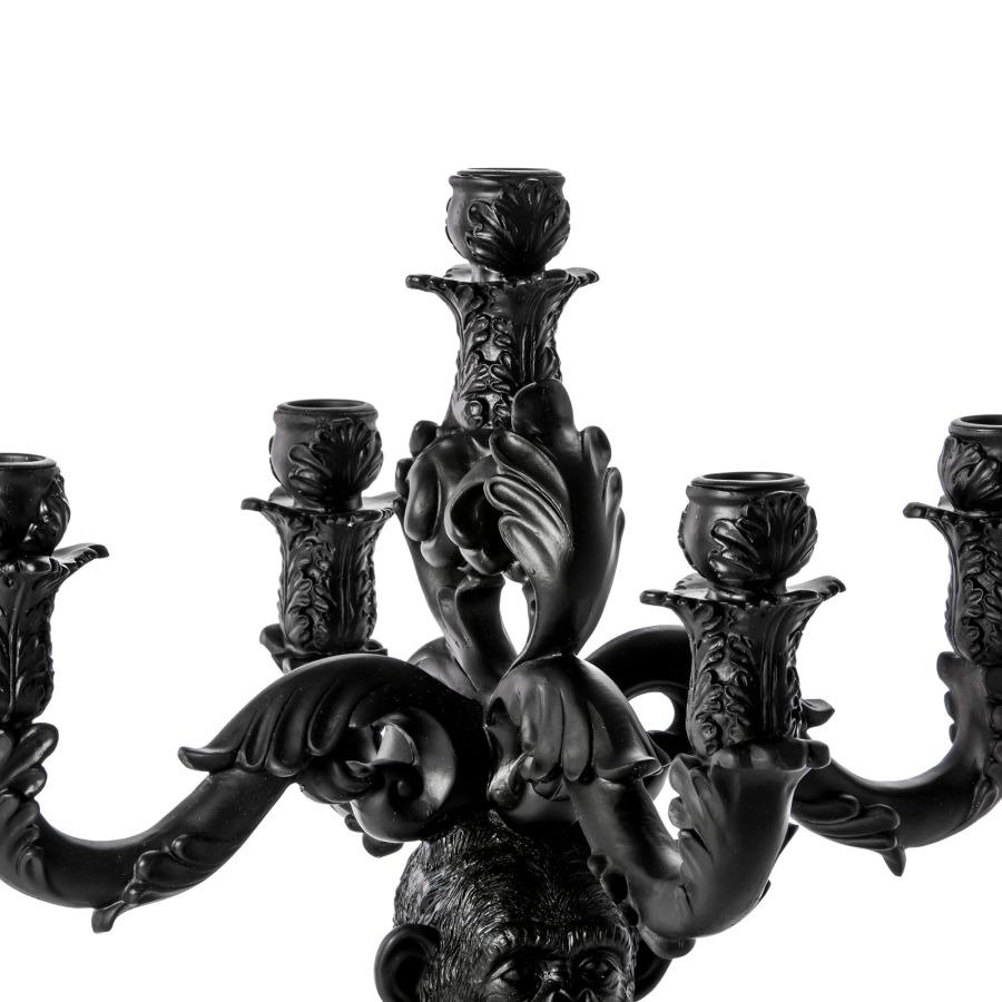 5 Arms Polyresin Candle Holder Burlesque Chimp by Seletti #Black