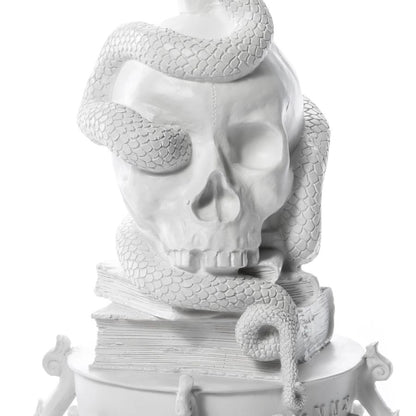 5 arms Polyresin candle holder Giant Burlesque Skull by Seletti #White